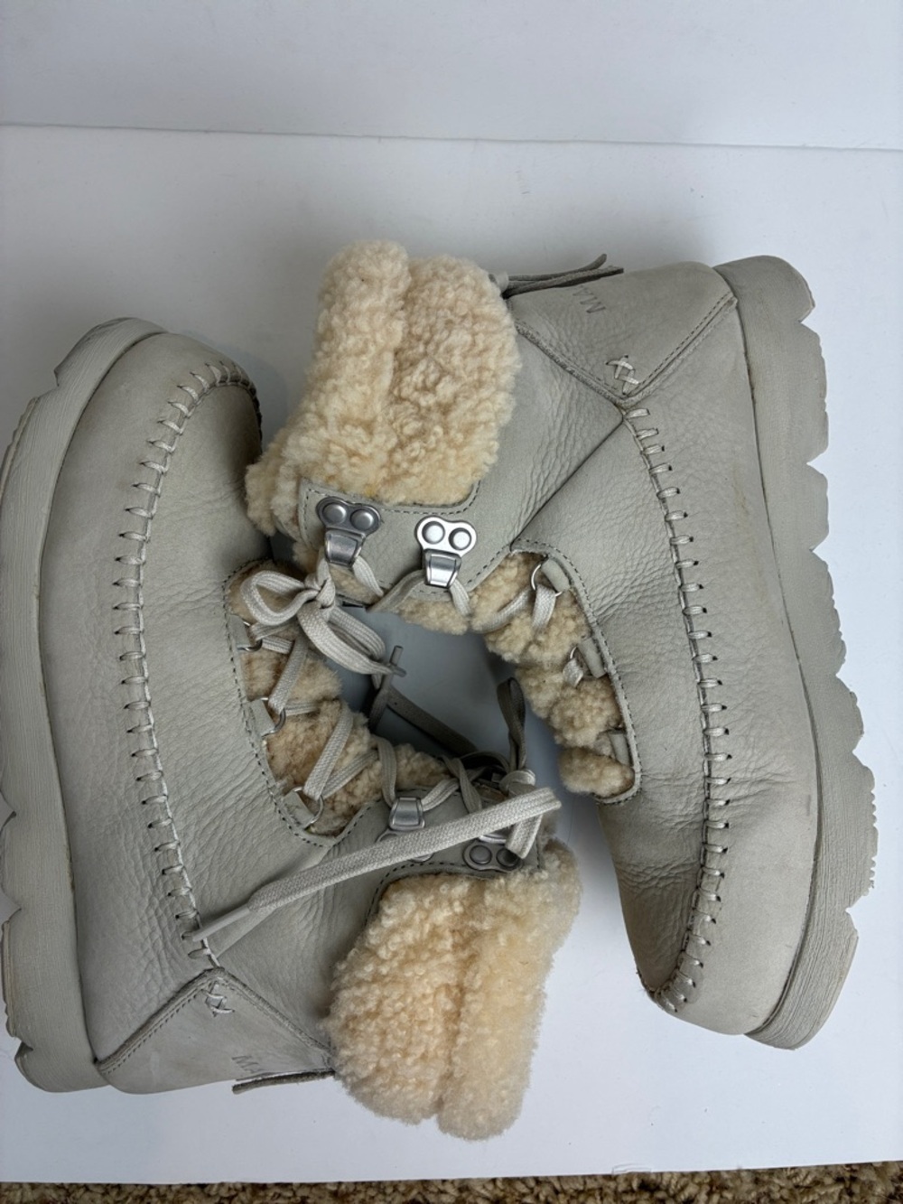 Manitobah Pacific Hiker Boots 9 Waterproof Grey Pumice Suede + Shearling Winter - Picture 12 of 16
